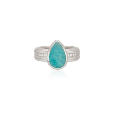 Jewelry Anna Beck Designs  | Amazonite Drop Cocktail Ring-Silver