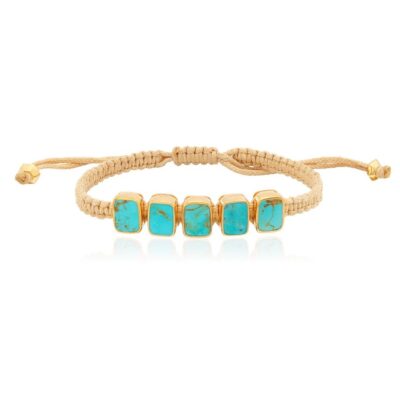 Jewelry Anna Beck Designs  | Turquoise Five-Stone Woven Bracelet