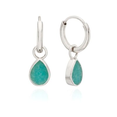 Jewelry Anna Beck Designs  | Amazonite Drop Charm Earrings-Silver