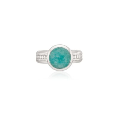 Jewelry Anna Beck Designs  | Amazonite Circle Cocktail Ring-Silver