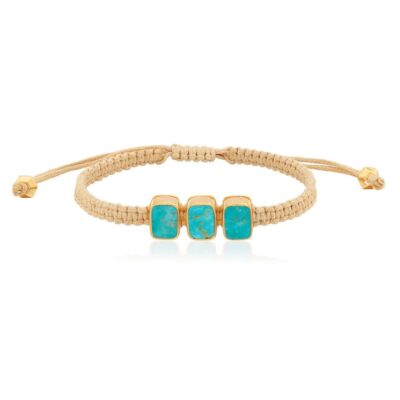 Jewelry Anna Beck Designs  | Turquoise Three-Stone Woven Bracelet