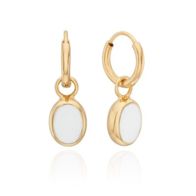 Jewelry Anna Beck Designs  | White Agate Oval Charm Earrings