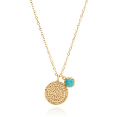 Jewelry Anna Beck Designs  | Turquoise Smooth Rim Charm Charity Necklace